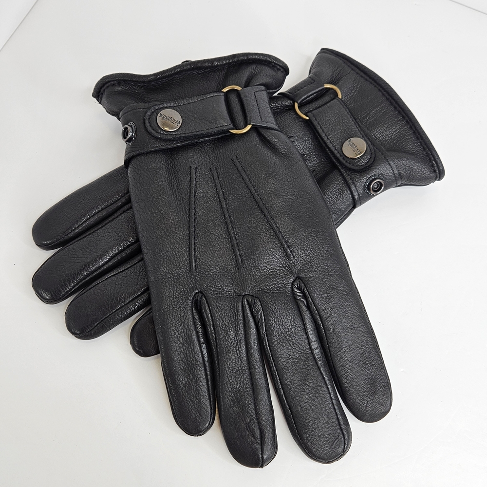 Windriver Men's Black Thinsulate Winter Gloves Faux Leather Cozy Size M